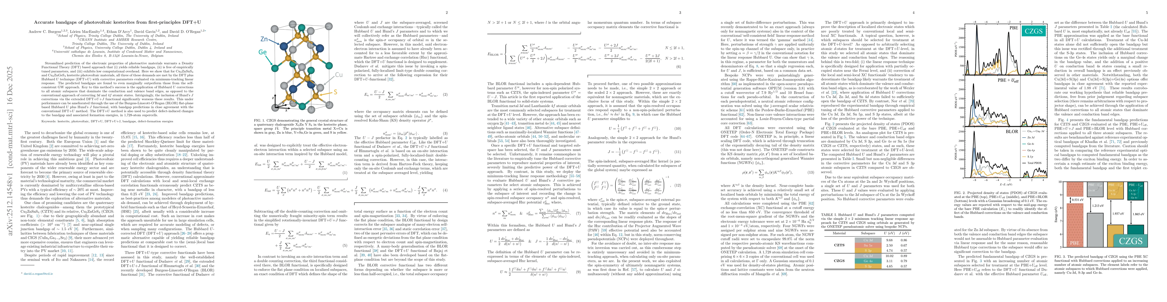 Thumbnail for Accurate bandgaps of photovoltaic kesterites from first-principles DFT+U