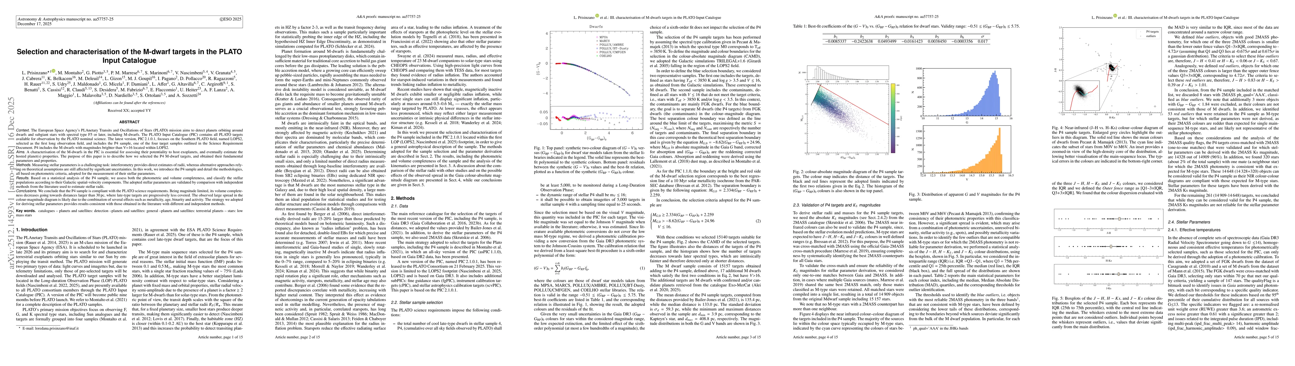 Thumbnail for Selection and characterisation of the M-dwarf targets in the PLATO Input Catalogue