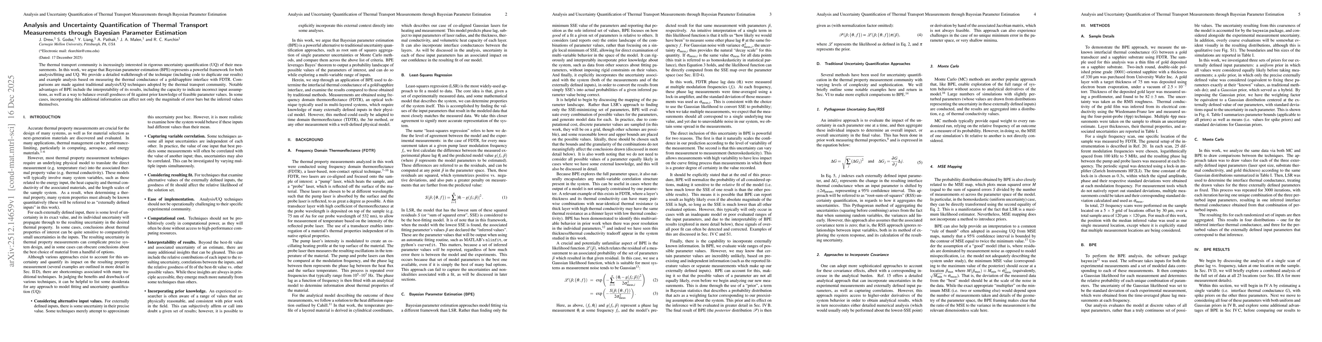 Thumbnail for Analysis and Uncertainty Quantification of Thermal Transport Measurements through Bayesian Parameter Estimation