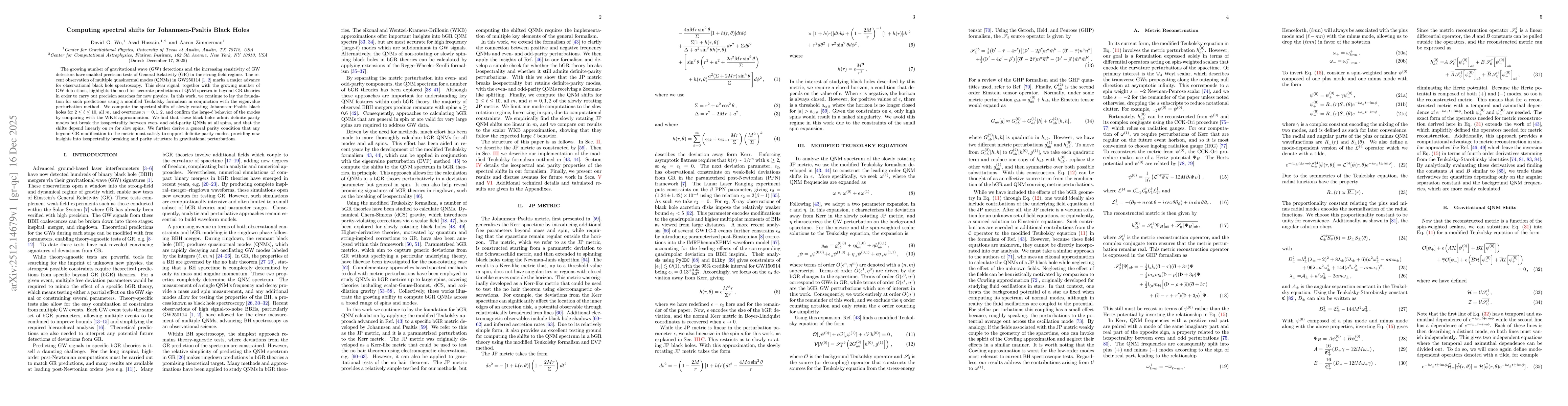Thumbnail for Computing spectral shifts for Johannsen-Psaltis Black Holes