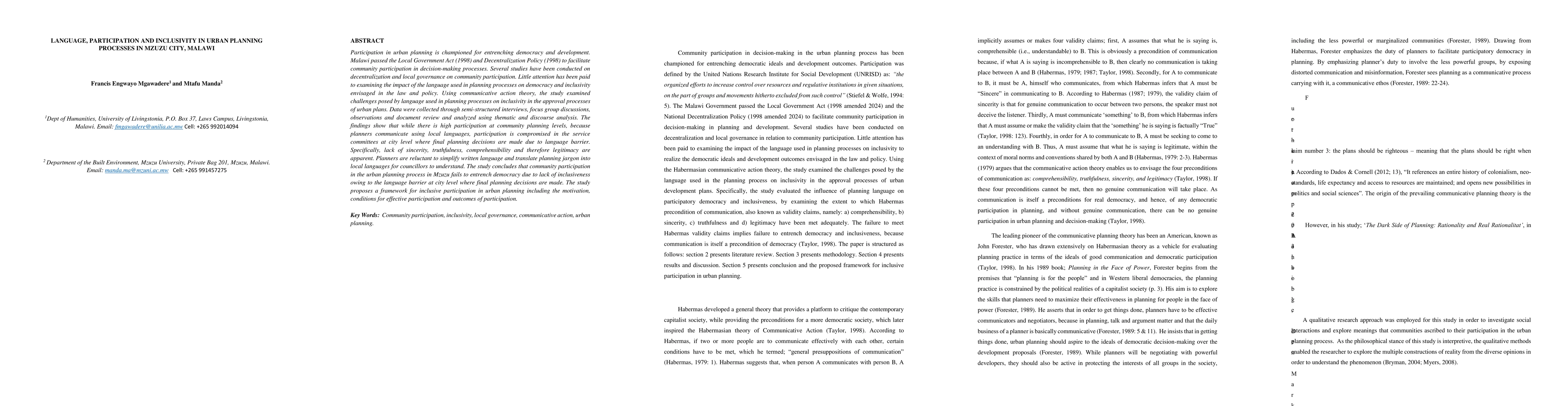Thumbnail for Language, participation and inclusivity in the urban planning process in Mzuzu City