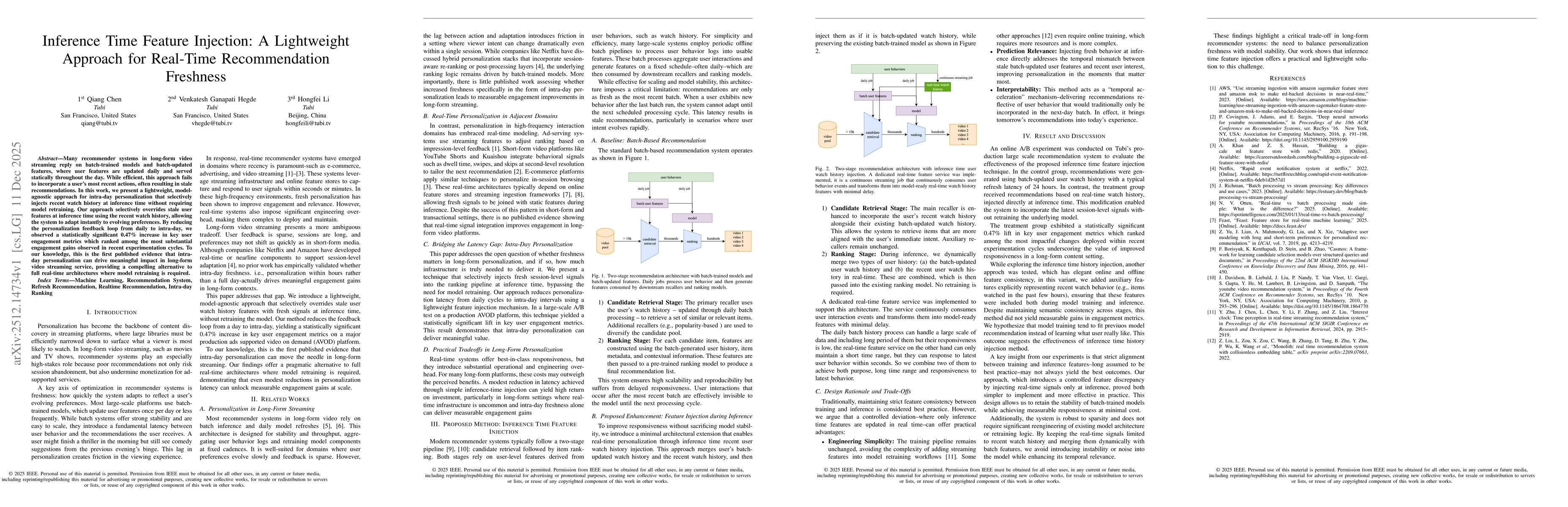 Thumbnail for Inference Time Feature Injection: A Lightweight Approach for Real-Time Recommendation Freshness