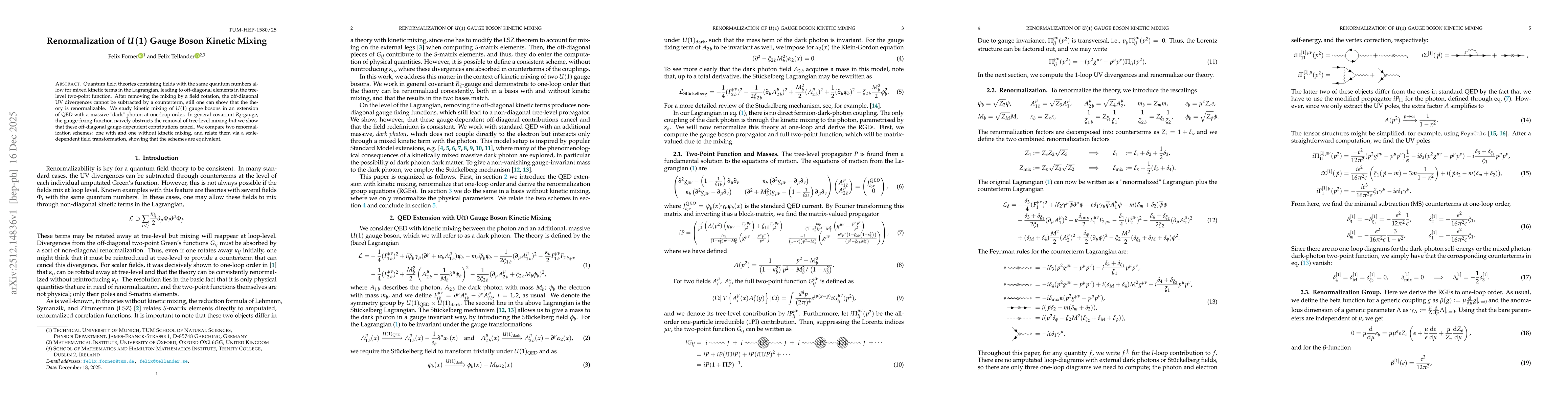 Thumbnail for Renormalization of U(1) Gauge Boson Kinetic Mixing