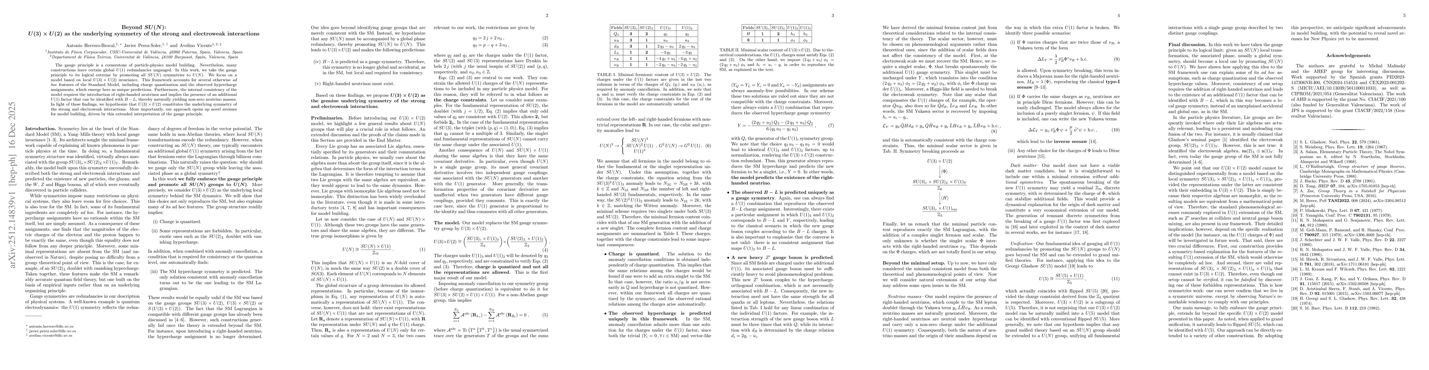 Thumbnail for Beyond $\boldsymbol{SU(N)}$: $\boldsymbol{U(3) \times U(2)}$ as the underlying symmetry of the strong and electroweak interactions