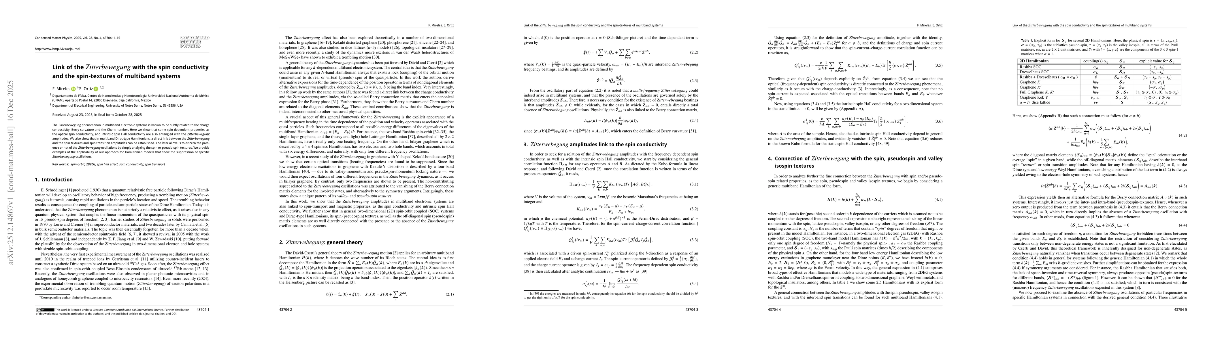 Thumbnail for Link of the Zitterbewegung with the spin conductivity and the spin-textures of multiband systems