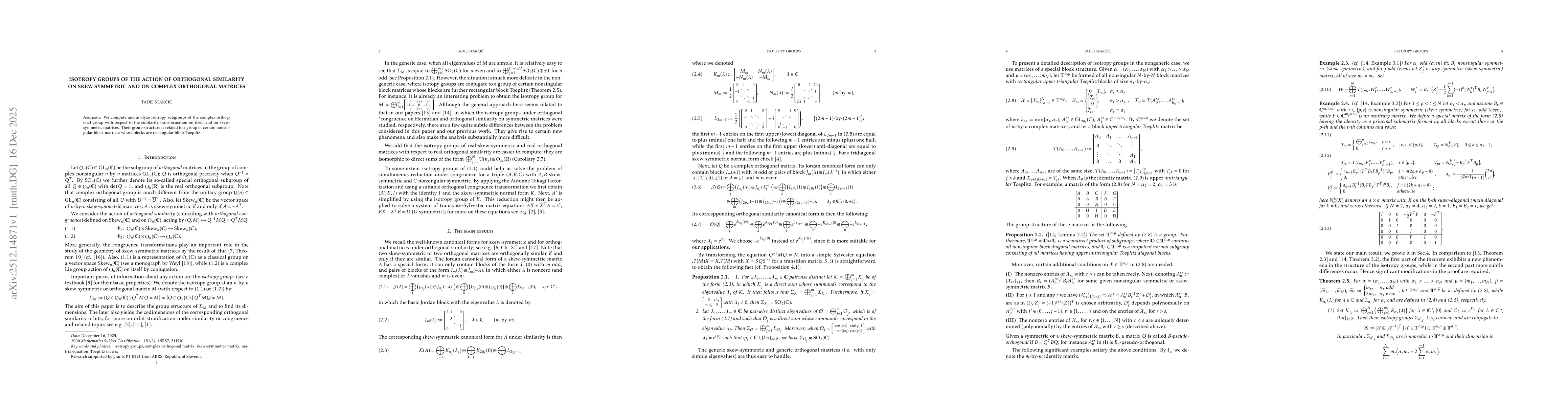 Thumbnail for Isotropy groups of the action of orthogonal similarity on skew-symmetric and on complex orthogonal matrices