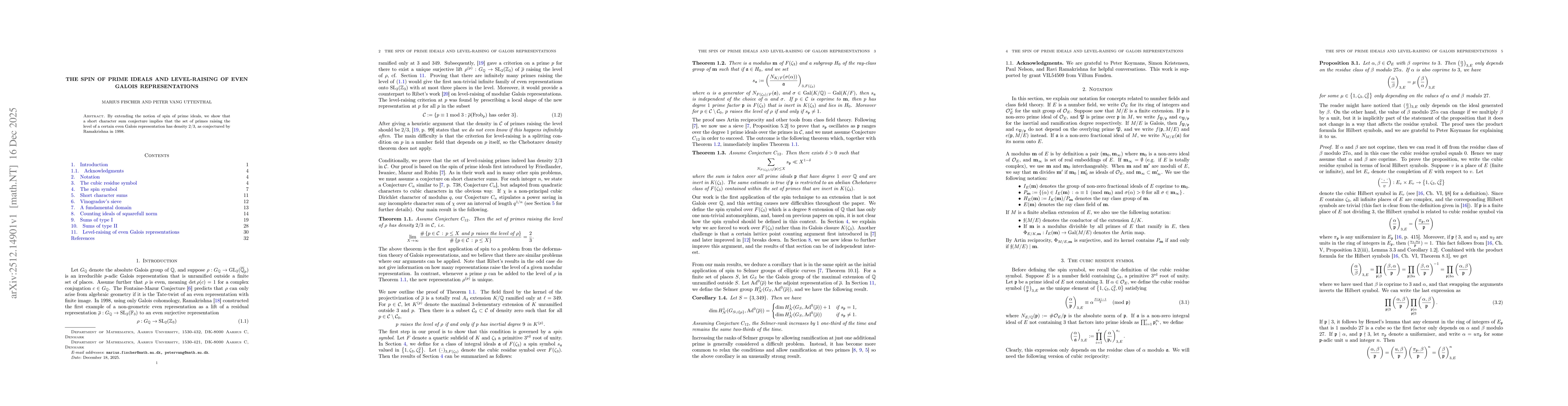 Thumbnail for The spin of prime ideals and level-raising of even Galois representations