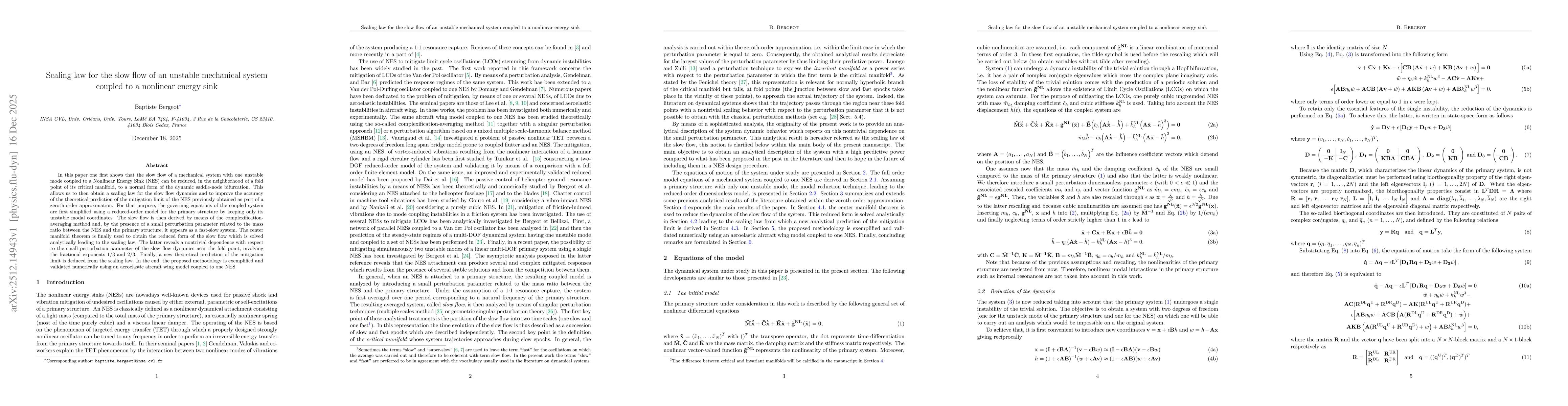 Thumbnail for Scaling law for the slow flow of an unstable mechanical system coupled to a nonlinear energy sink