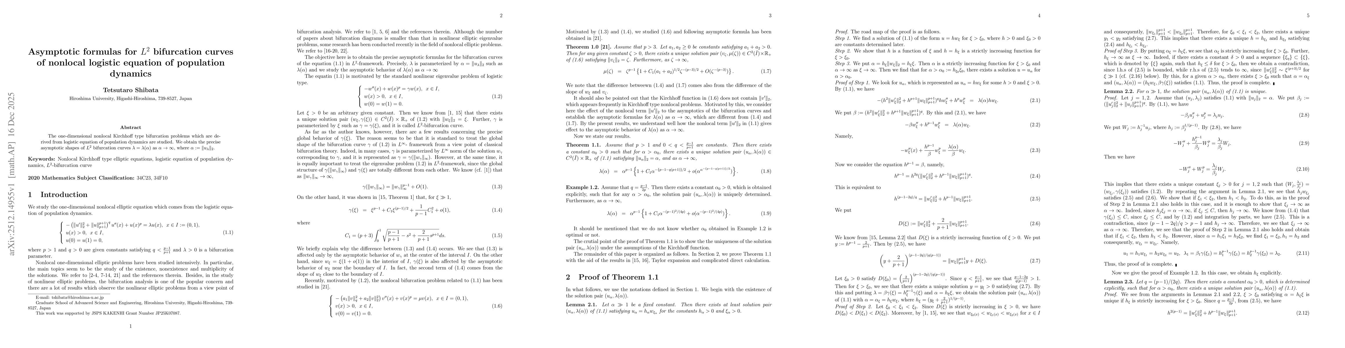Thumbnail for Asymptotic formulas for $L^2$ bifurcation curves of nonlocal logistic equation of population dynamics