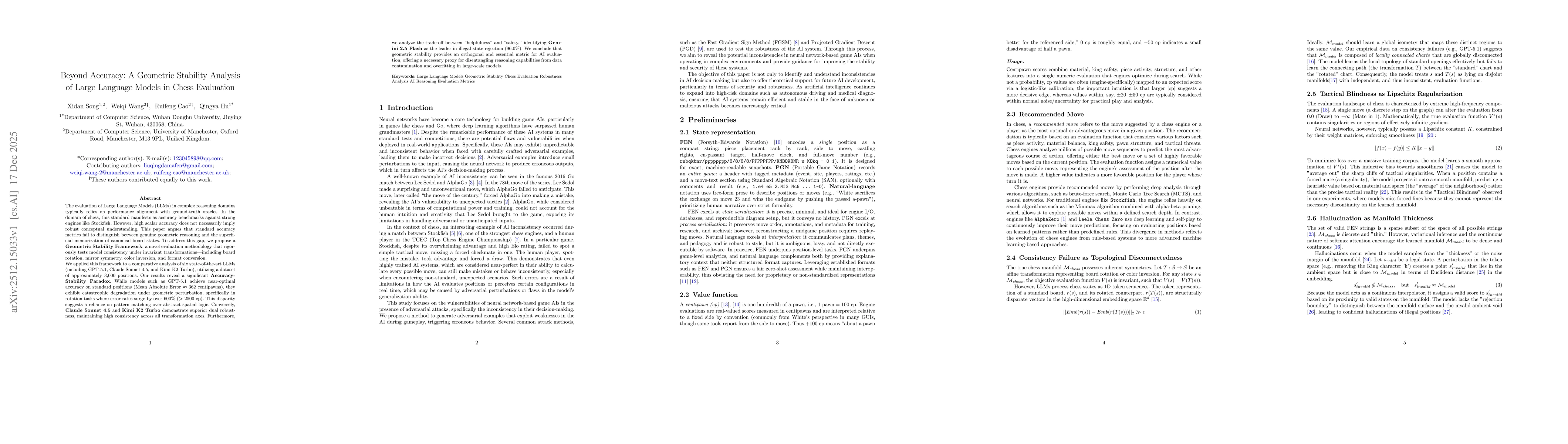 Thumbnail for Beyond Accuracy: A Geometric Stability Analysis of Large Language Models in Chess Evaluation