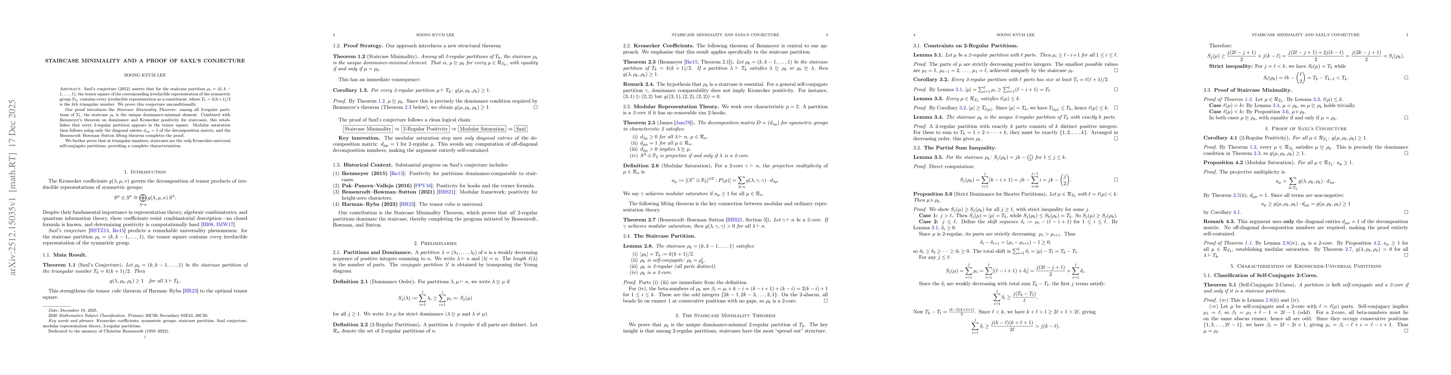 Thumbnail for Staircase Minimality and a Proof of Saxl's Conjecture
