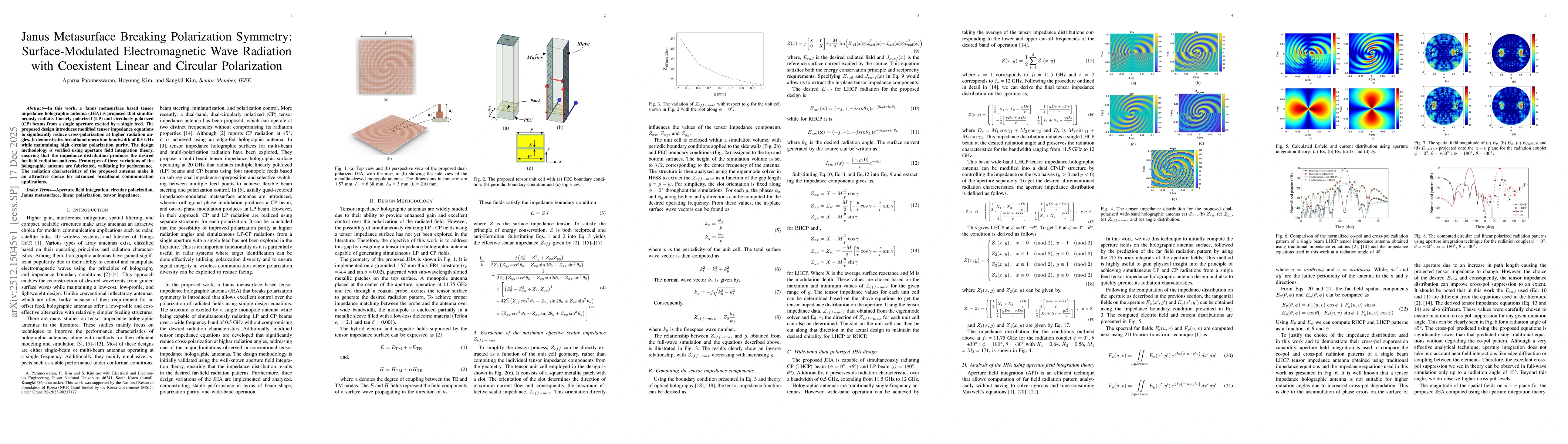 Thumbnail for Janus Metasurface Breaking Polarization Symmetry: Surface-Modulated Electromagnetic Wave Radiation with Coexistent Linear and Circular Polarization