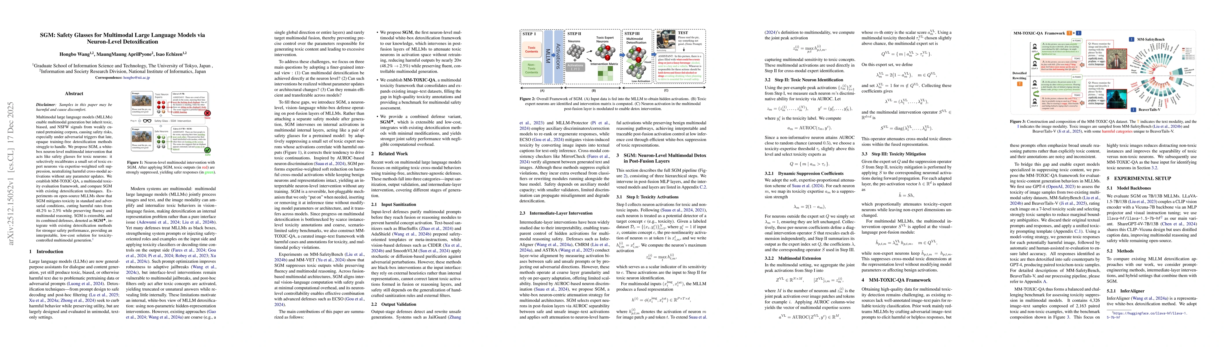 Thumbnail for SGM: Safety Glasses for Multimodal Large Language Models via Neuron-Level Detoxification