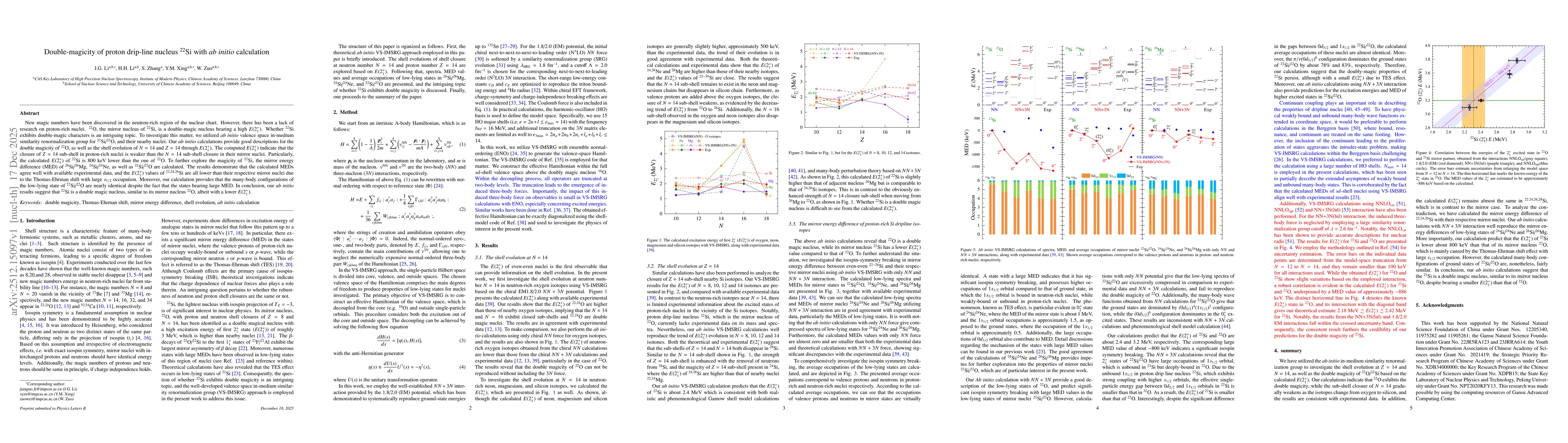 Thumbnail for Double-magicity of proton drip-line nucleus $^{22}$Si with \textit{ab initio} calculation