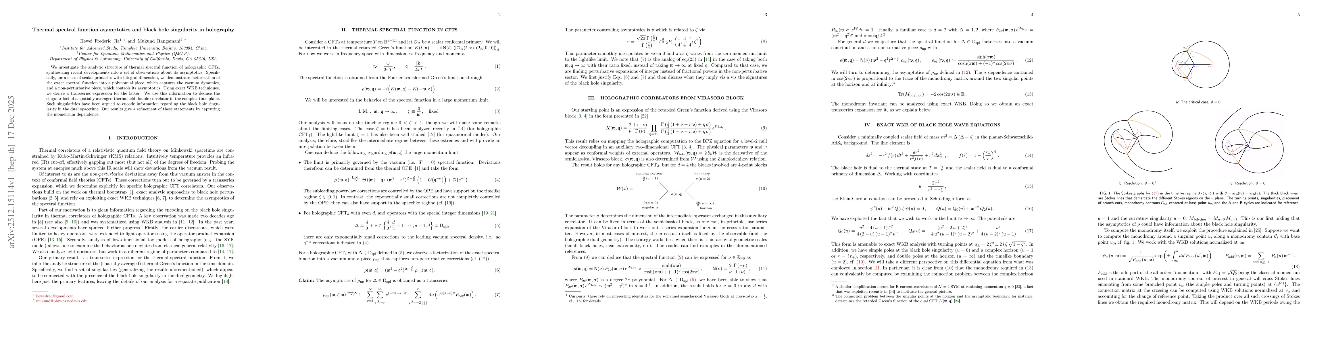 Thumbnail for Thermal spectral function asymptotics and black hole singularity in holography