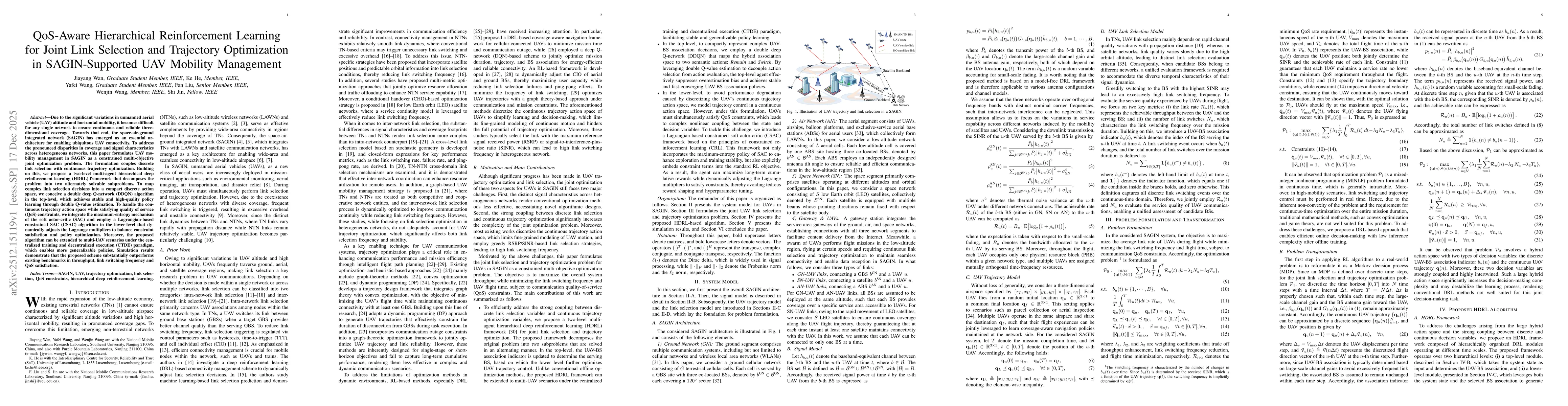 Thumbnail for QoS-Aware Hierarchical Reinforcement Learning for Joint Link Selection and Trajectory Optimization in SAGIN-Supported UAV Mobility Management