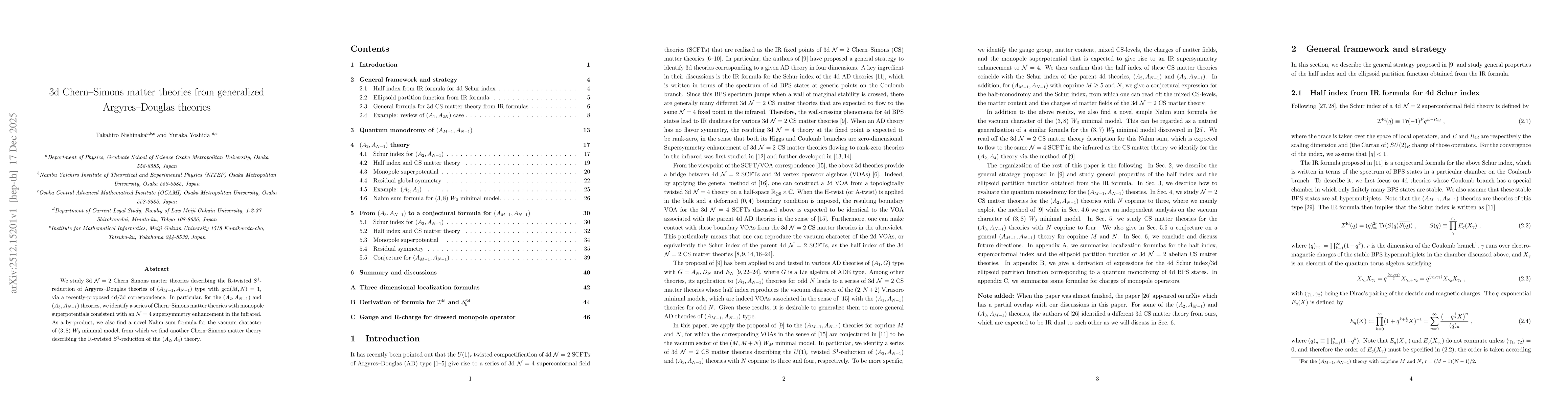 Thumbnail for 3d Chern--Simons matter theories from generalized Argyres--Douglas theories