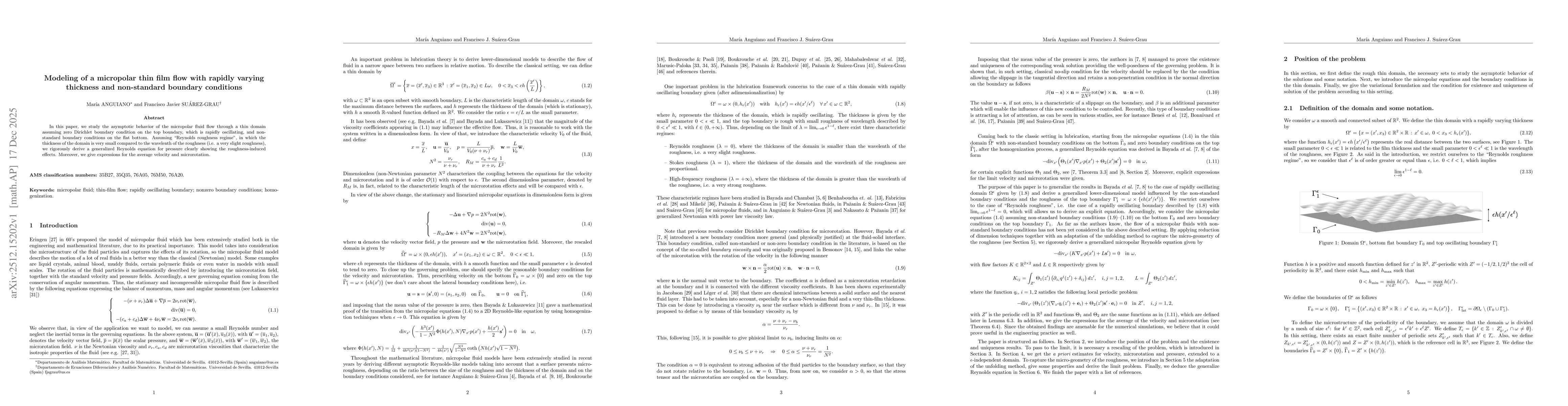 Thumbnail for Modeling of a micropolar thin film flow with rapidly varying thickness and non-standard boundary conditions