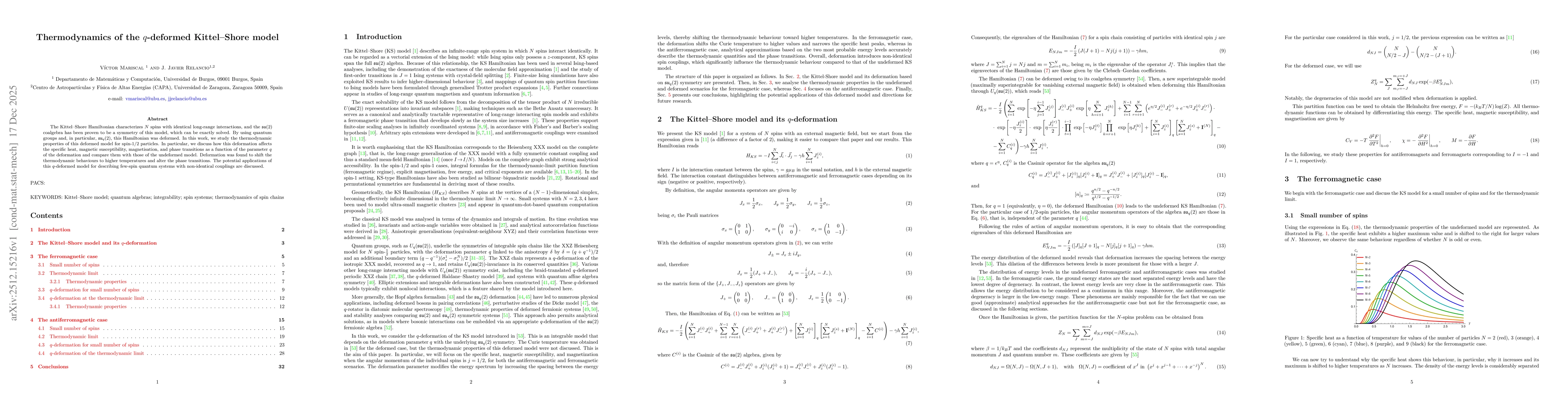 Thumbnail for Thermodynamics of the $q$-deformed Kittel--Shore model