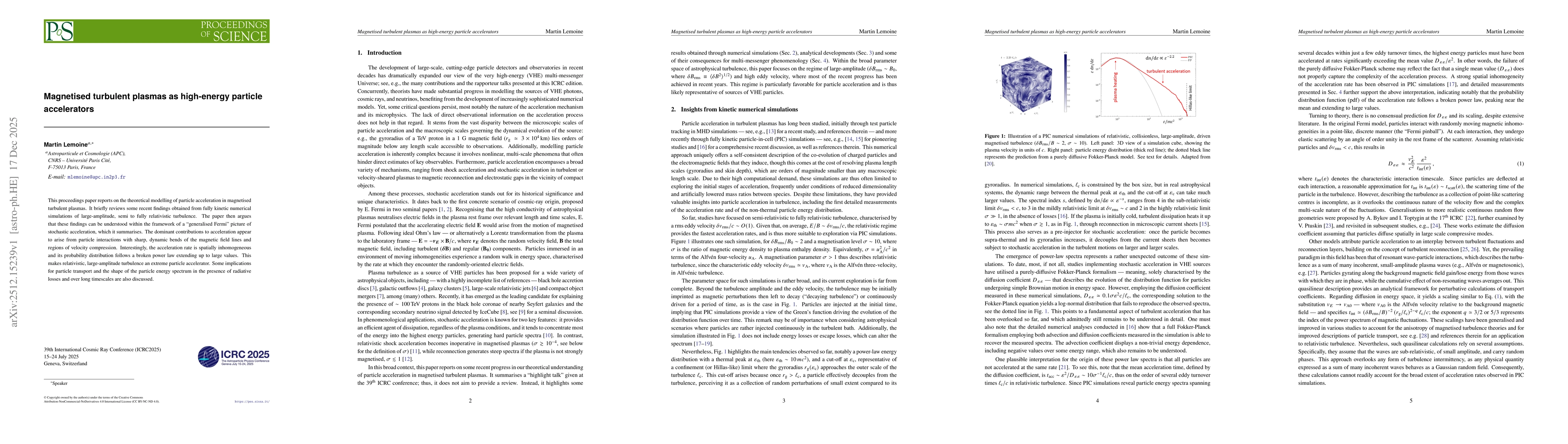 Thumbnail for Magnetised turbulent plasmas as high-energy particle accelerators