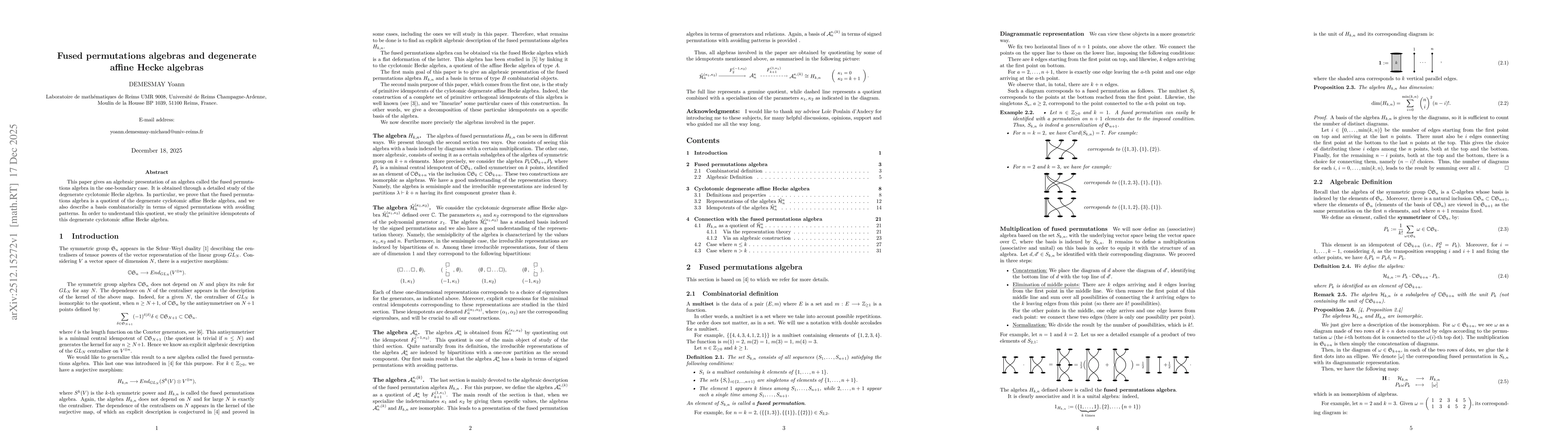 Thumbnail for Fused permutations algebras and degenerate affine Hecke algebras