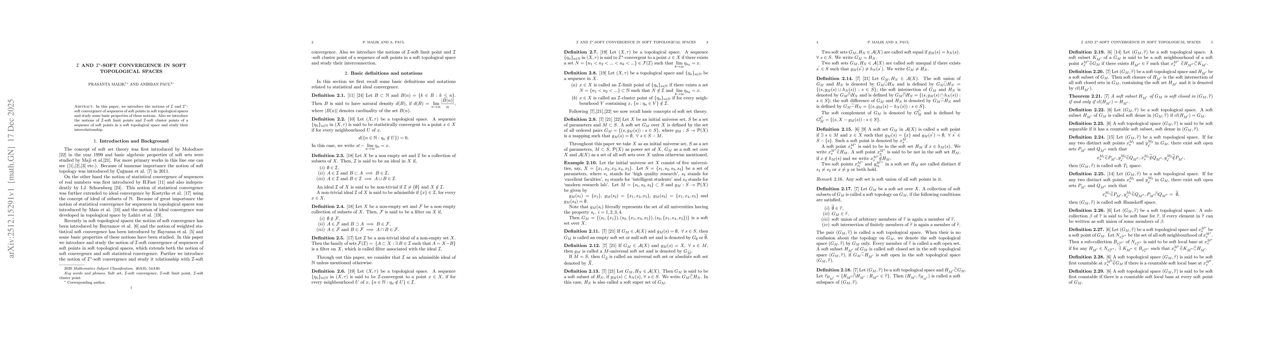 Thumbnail for I and I*-soft convergence in soft topological spaces
