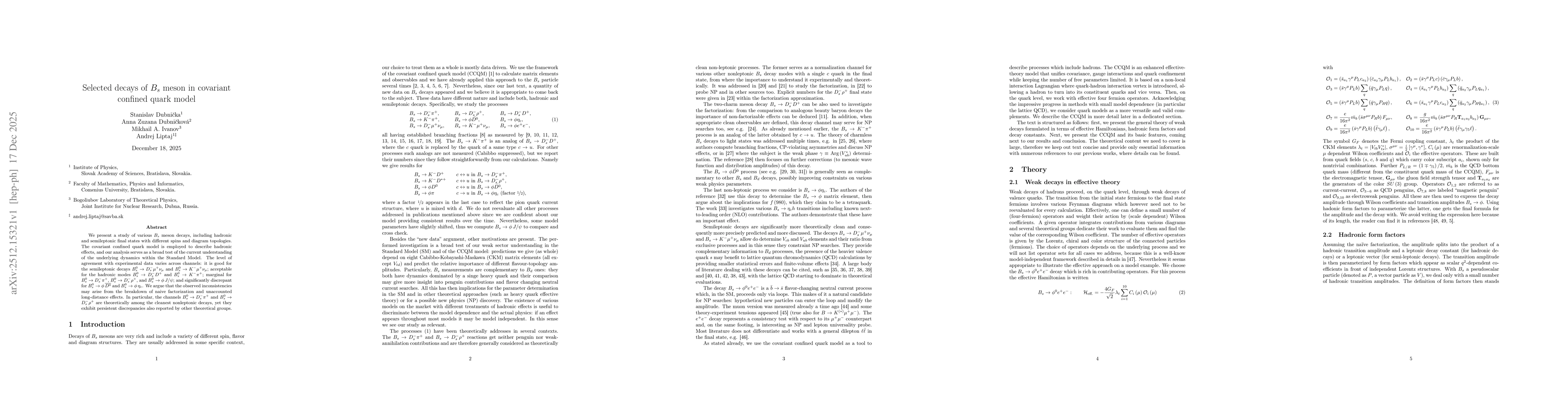 Thumbnail for Selected decays of $B_{s}$ meson in covariant confined quark model