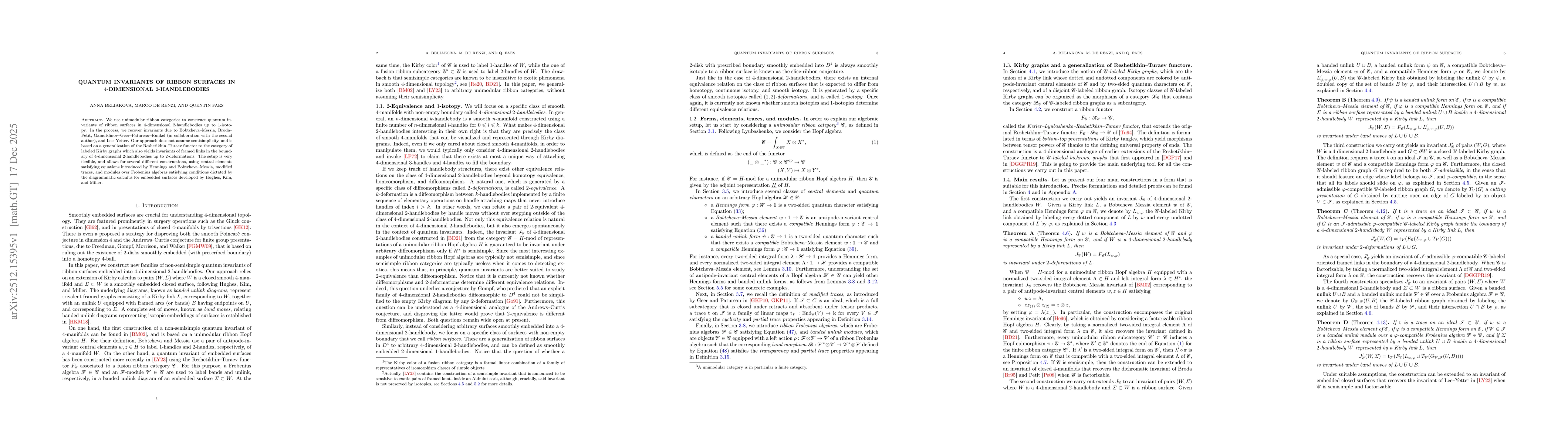 Thumbnail for Quantum Invariants of Ribbon Surfaces in $4$-Dimensional $2$-Handlebodies