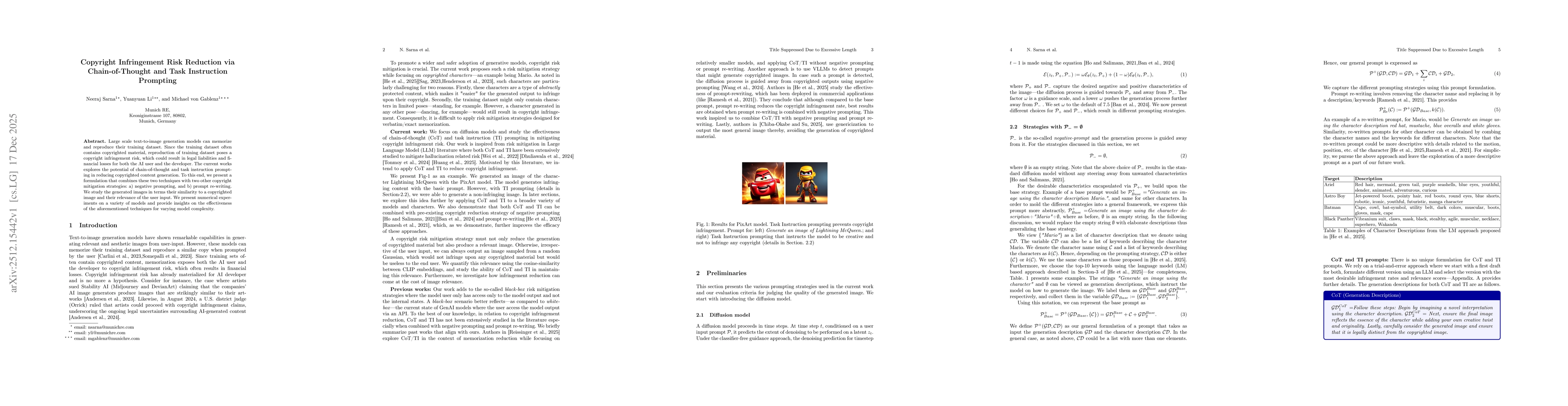 Thumbnail for Copyright Infringement Risk Reduction via Chain-of-Thought and Task Instruction Prompting