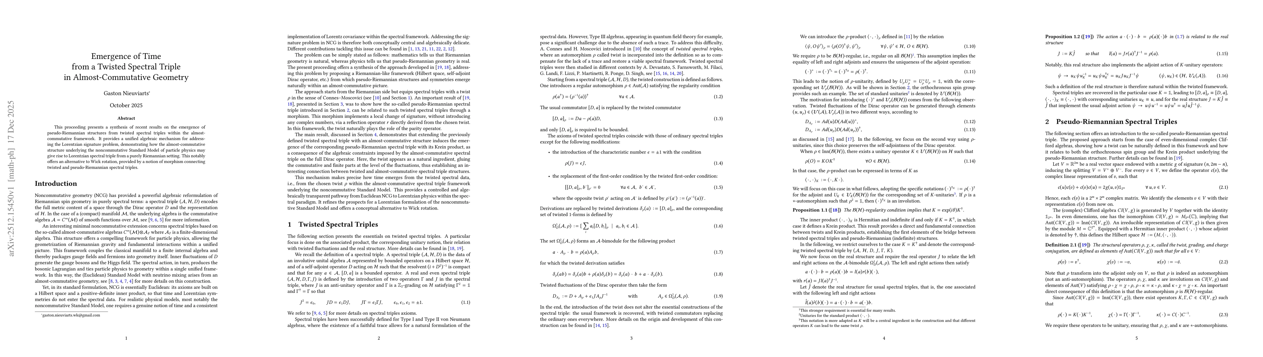 Thumbnail for Emergence of Time from a Twisted Spectral Triple in Almost-Commutative Geometry