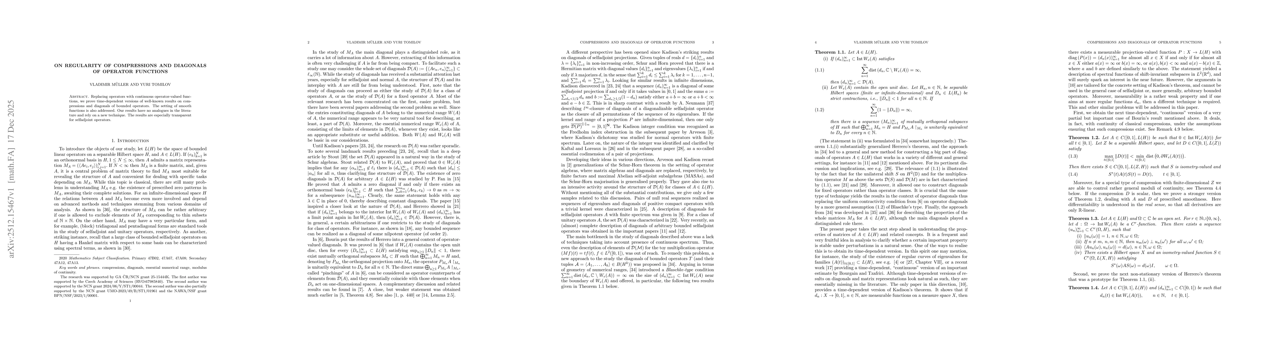 Thumbnail for On regularity of compressions and diagonals of operator functions