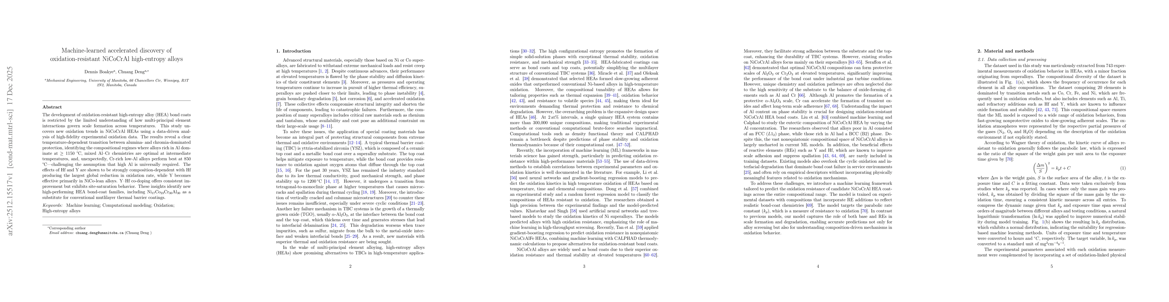 Thumbnail for Machine-learned accelerated discovery of oxidation-resistant NiCoCrAl high-entropy alloys