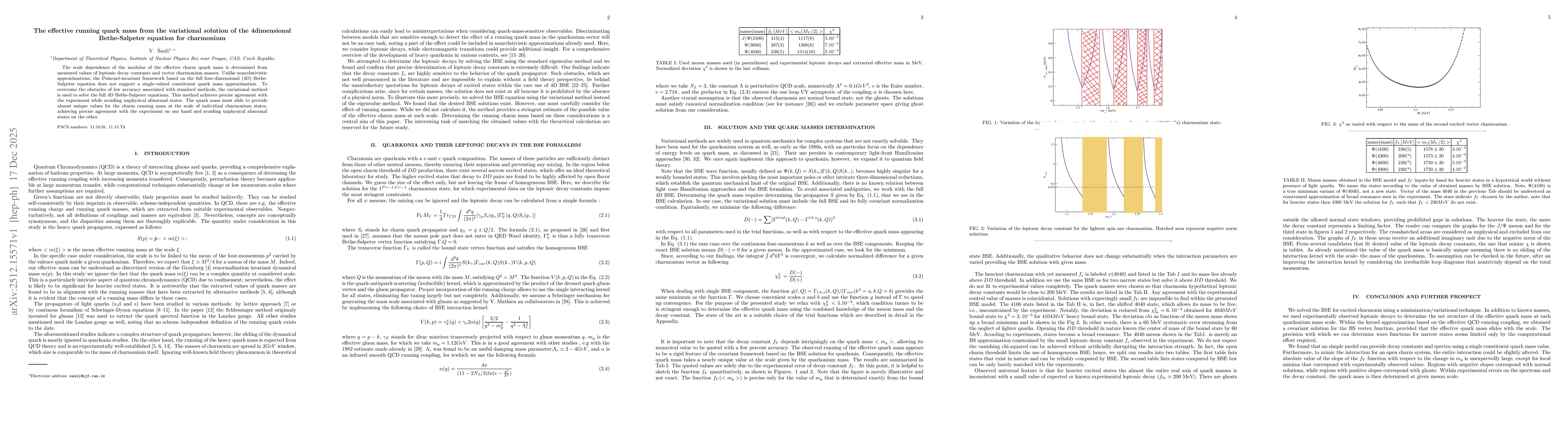 Thumbnail for The effective running quark mass from the variational solution of the 4dimensional Bethe-Salpeter equation for charmonium