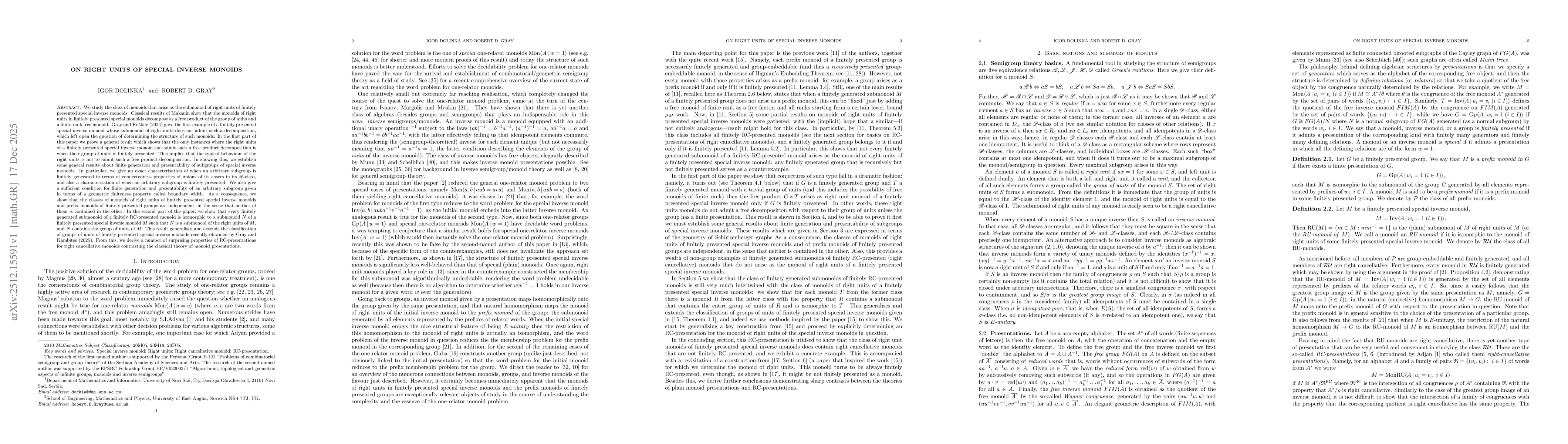 Thumbnail for On right units of special inverse monoids
