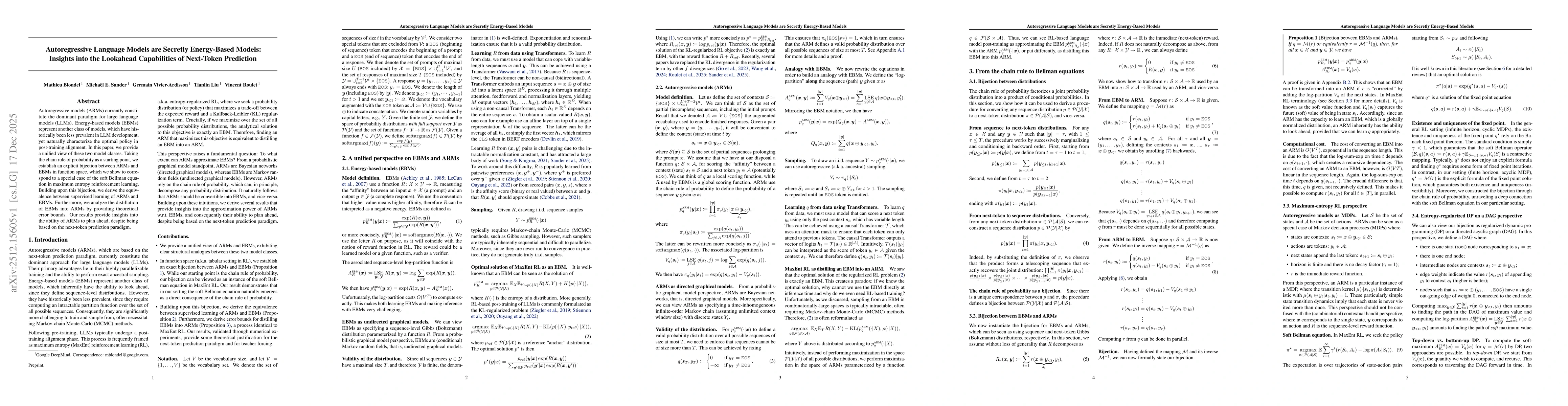 Thumbnail for Autoregressive Language Models are Secretly Energy-Based Models: Insights into the Lookahead Capabilities of Next-Token Prediction