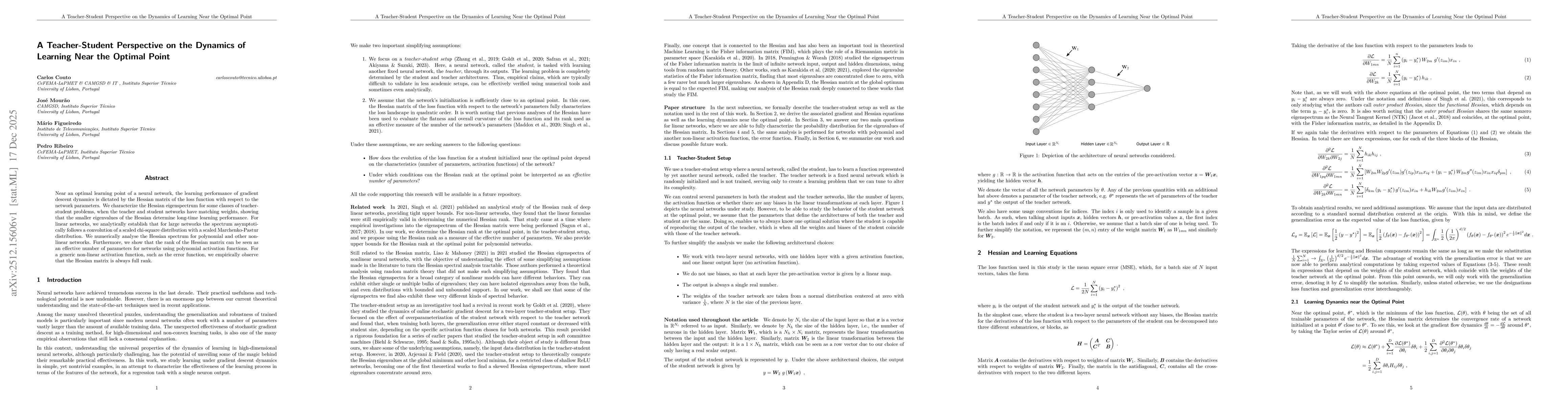 Thumbnail for A Teacher-Student Perspective on the Dynamics of Learning Near the Optimal Point