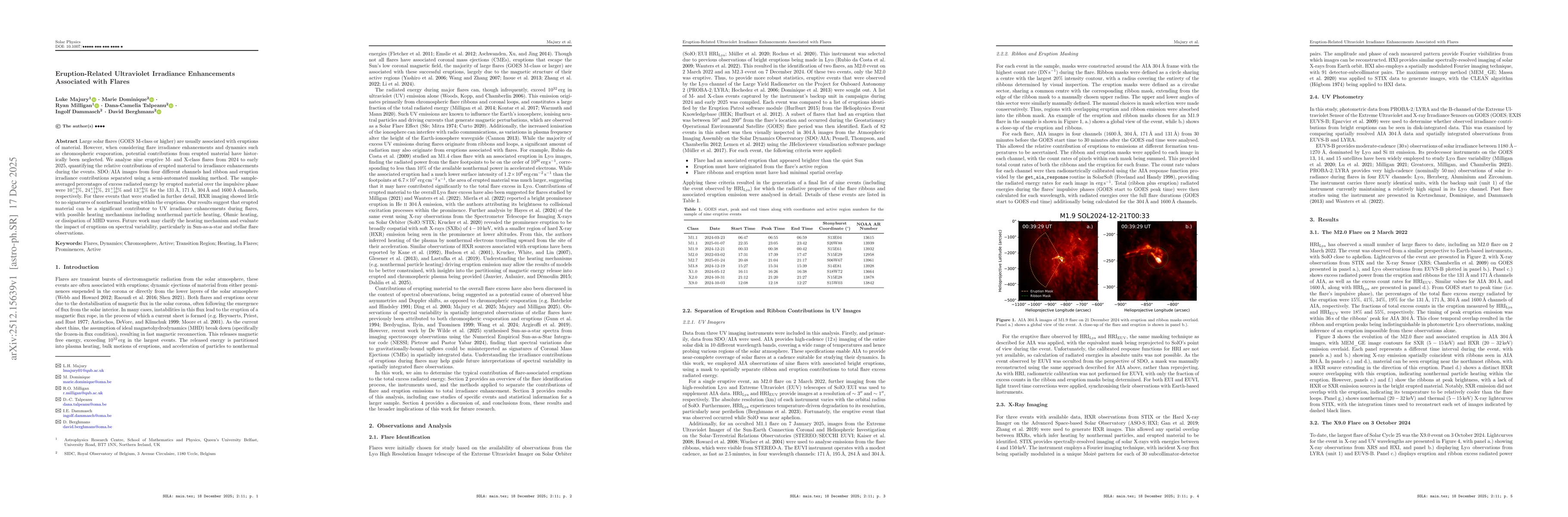 Thumbnail for Eruption-Related Ultraviolet Irradiance Enhancements Associated with Flares