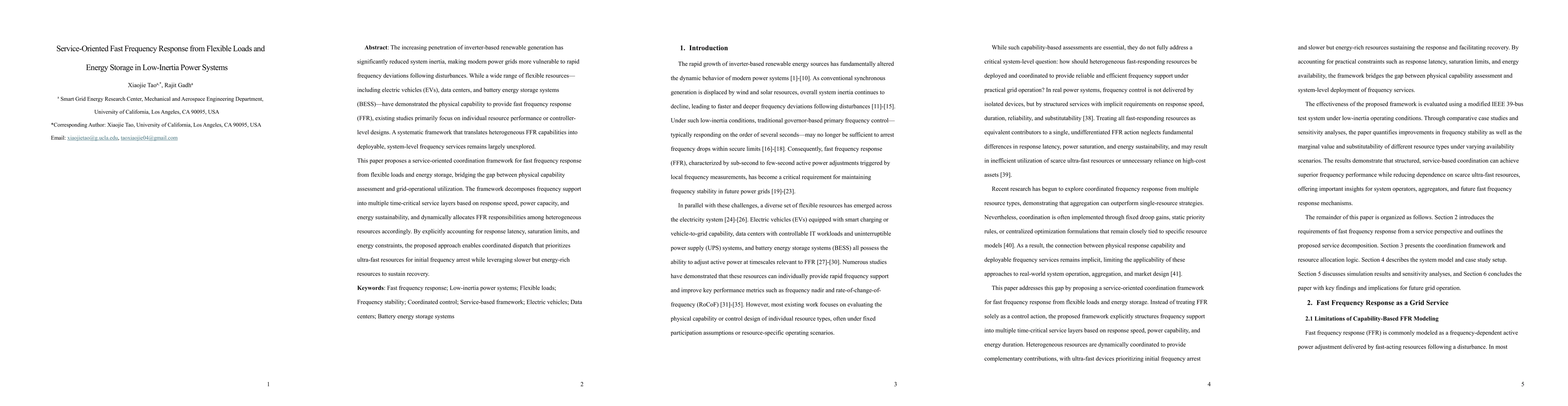 Thumbnail for Service-Oriented Fast Frequency Response from Flexible Loads and Energy Storage in Low-Inertia Power Systems