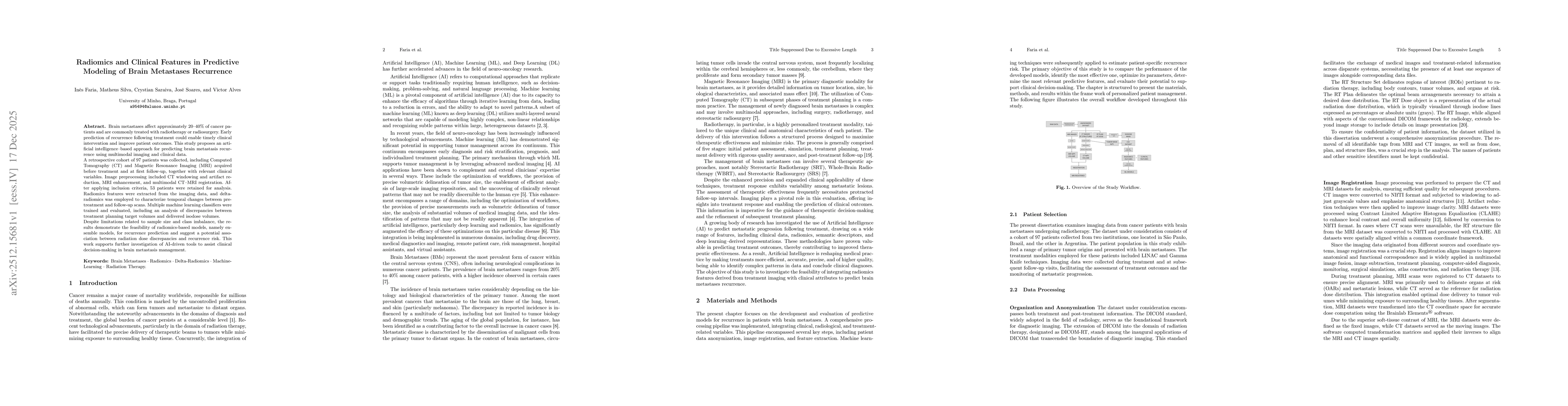 Thumbnail for Radiomics and Clinical Features in Predictive Modelling of Brain Metastases Recurrence