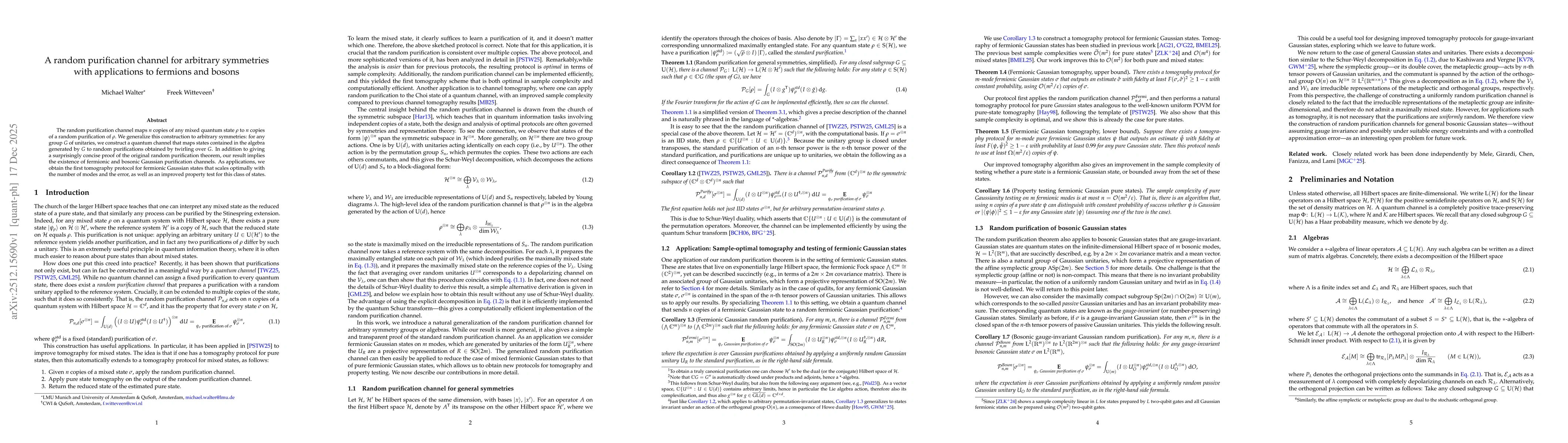Thumbnail for A random purification channel for arbitrary symmetries with applications to fermions and bosons