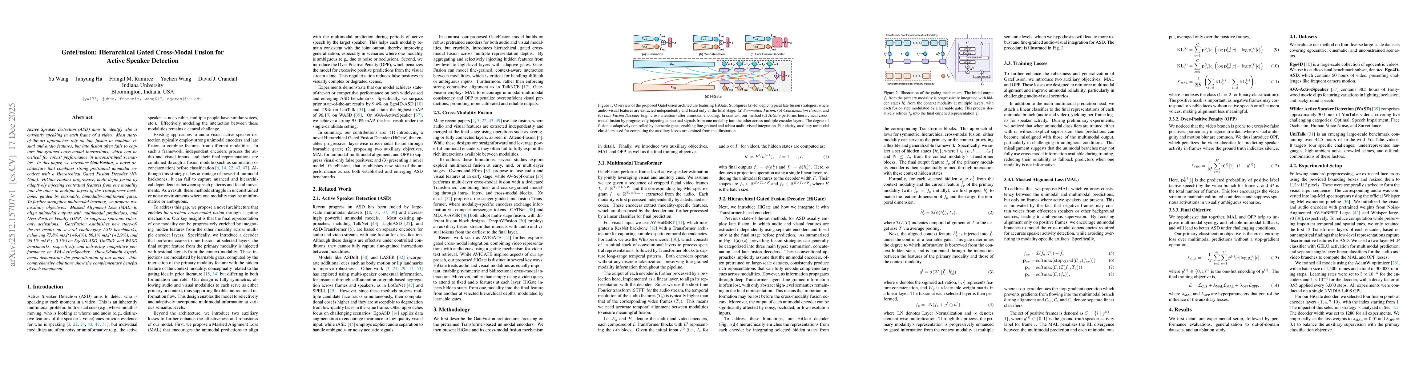 Thumbnail for GateFusion: Hierarchical Gated Cross-Modal Fusion for Active Speaker Detection