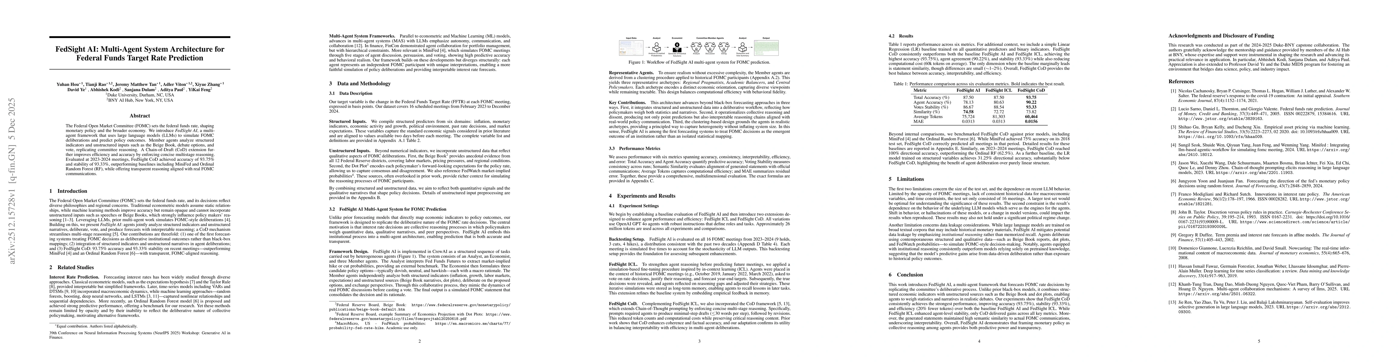 Thumbnail for FedSight AI: Multi-Agent System Architecture for Federal Funds Target Rate Prediction