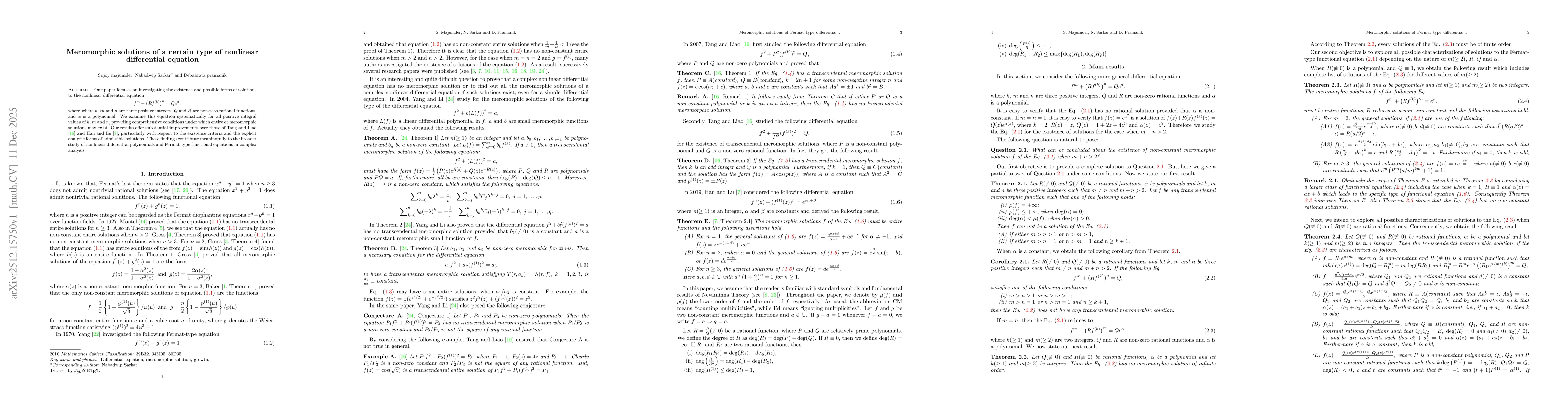 Thumbnail for Meromorphic solutions of a certain type of nonlinear differential equation