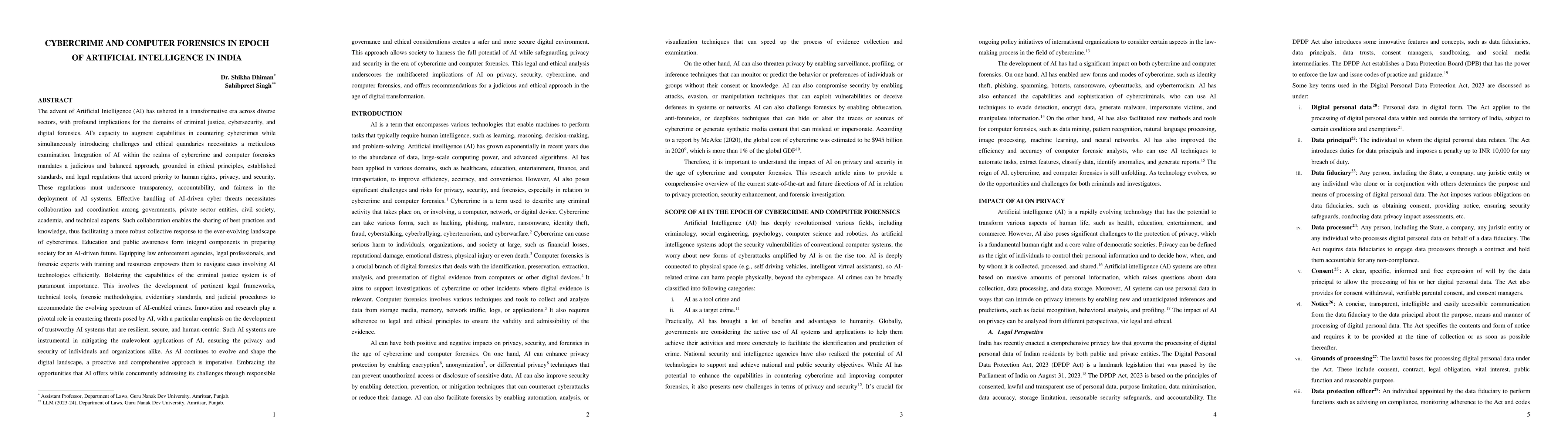 Thumbnail for Cybercrime and Computer Forensics in Epoch of Artificial Intelligence in India