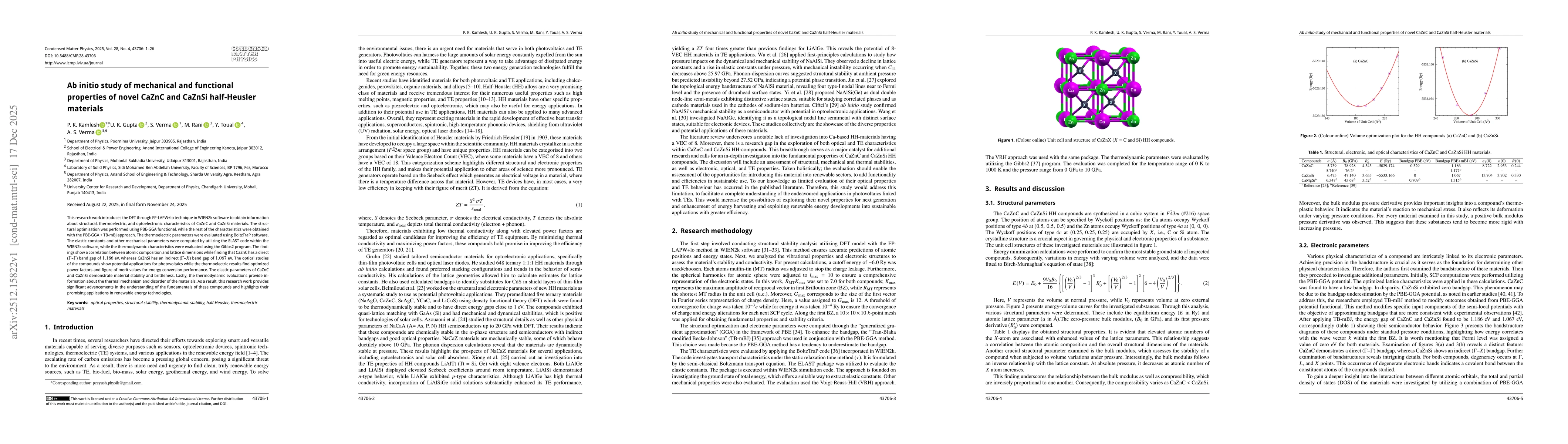 Thumbnail for Ab initio study of mechanical and functional properties of novel CaZnC and CaZnSi half-Heusler materials