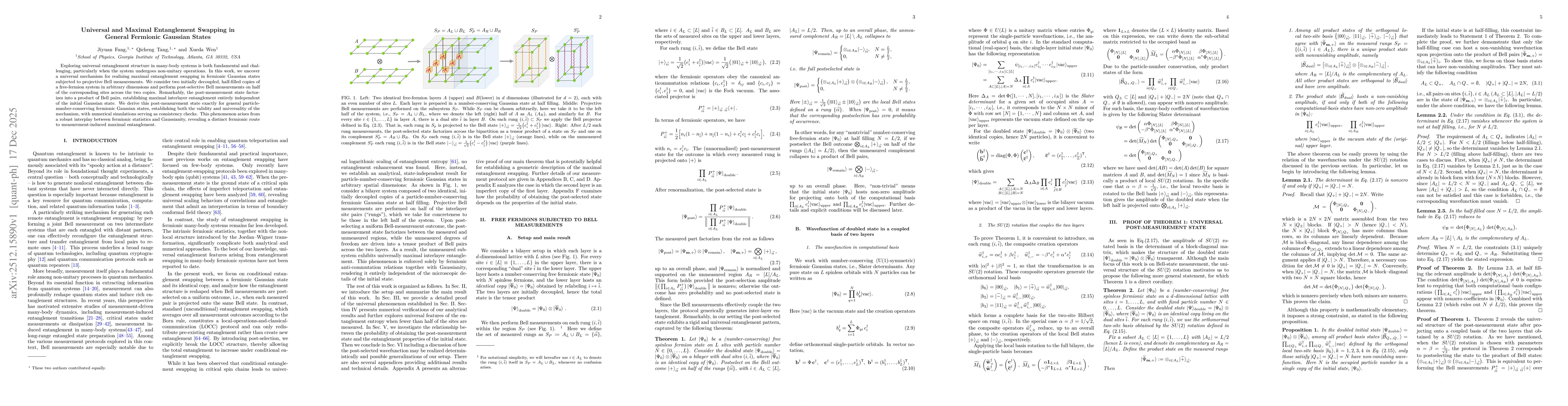 Thumbnail for Universal and Maximal Entanglement Swapping in General Fermionic Gaussian States