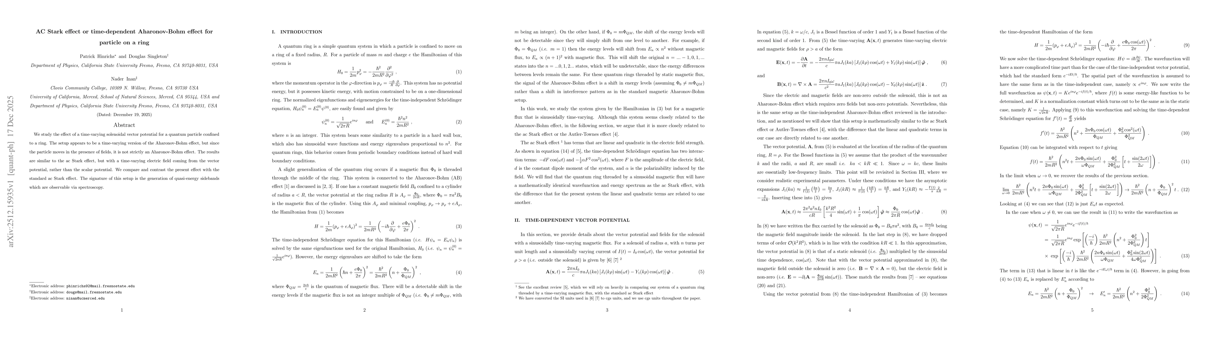 Thumbnail for AC Stark effect or time-dependent Aharonov-Bohm effect for particle on a ring