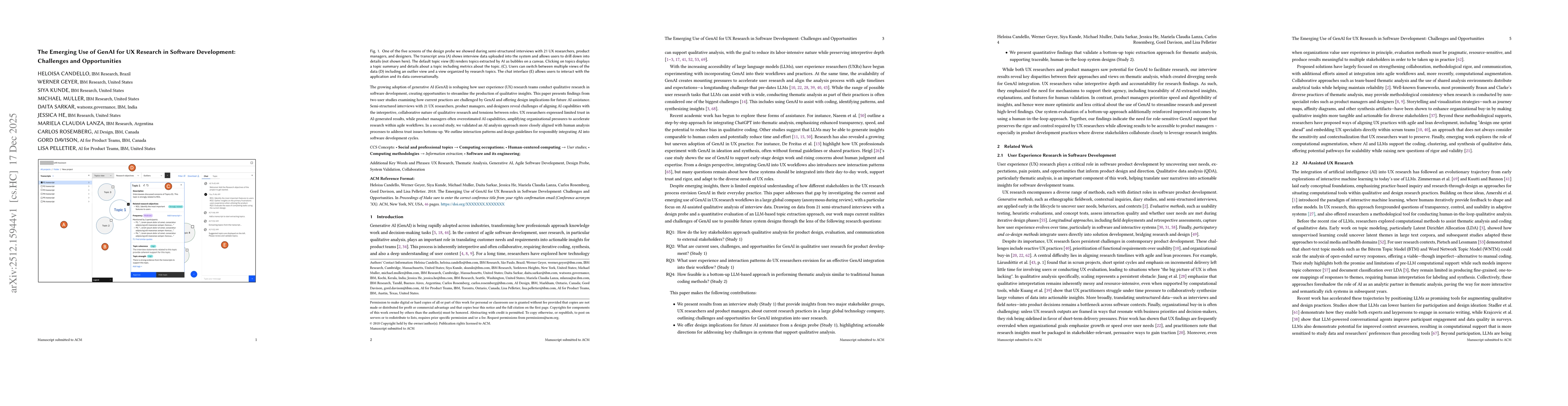 Thumbnail for The Emerging Use of GenAI for UX Research in Software Development: Challenges and Opportunities