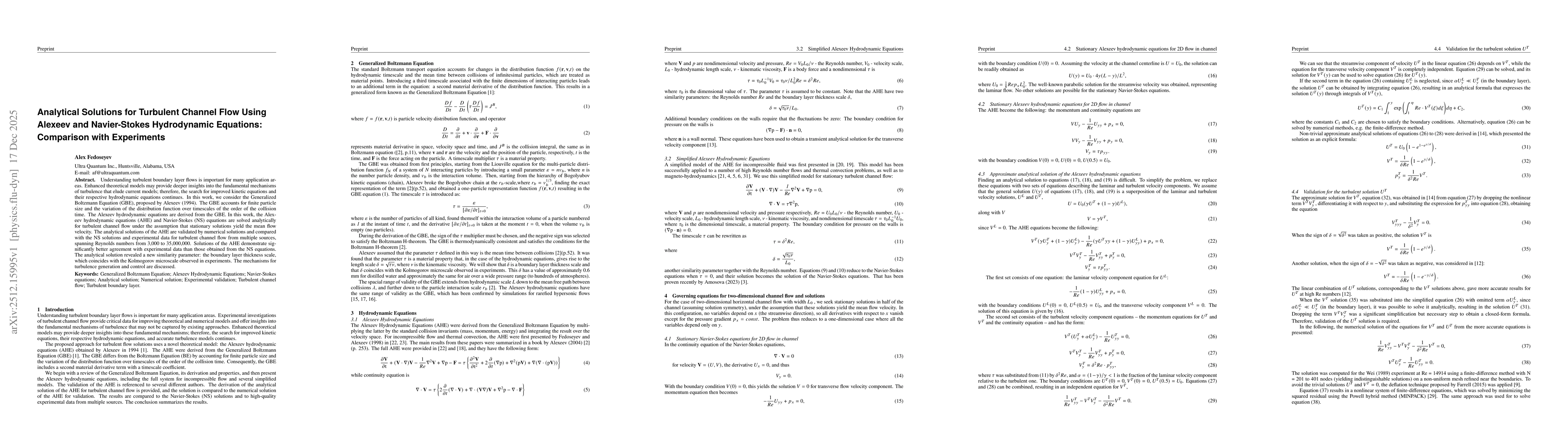 Thumbnail for Analytical Solutions for Turbulent Channel Flow Using Alexeev and Navier-Stokes Hydrodynamic Equations: Comparison with Experiments