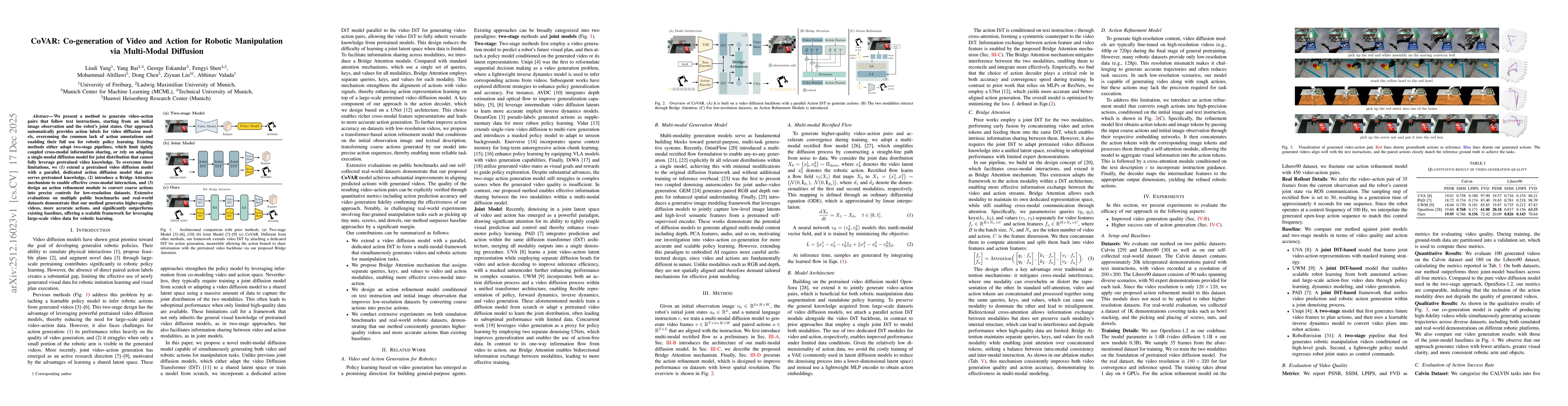 Thumbnail for CoVAR: Co-generation of Video and Action for Robotic Manipulation via Multi-Modal Diffusion
